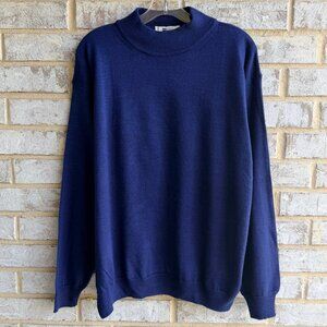 Fiii Wool Blend Long Sleeve Crew Neck Blue Sweater Men's Size L Made in Italy
